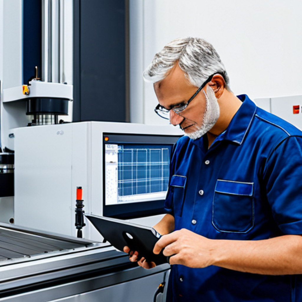 기계공학 기계제작기술 - CNC Machining in a Modern Factory**

"A fully clothed professional engineer observing a CNC machine ...