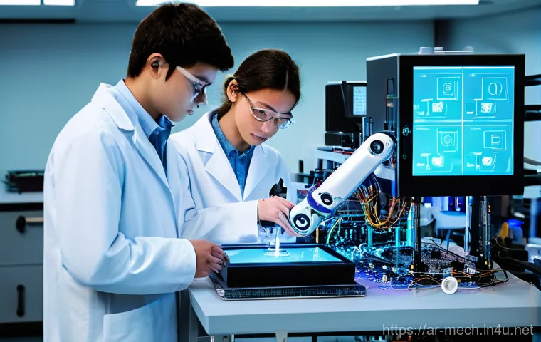 기계공학 전기전자통합시스템 - Inside a brightly lit, state-of-the-art smart factory, where advanced mechatronic robotic arms are m... 기계공학 전기전자통합시스템 - Inside a brightly lit, state-of-the-art smart factory, where advanced mechatronic robotic arms are m...