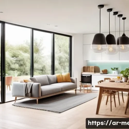 Home 32 기계공학 열효율 - **Energy-Efficient Smart Home Life:** A bright, modern home interior filled with natural light, wher...