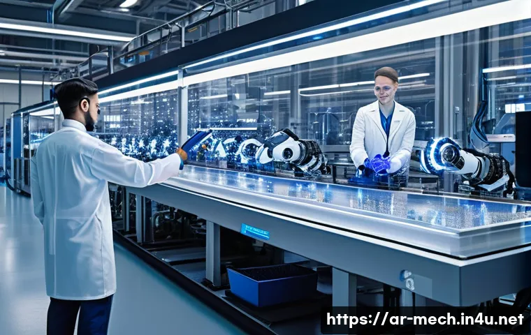기계공학 산업기계시스템설계 - **Prompt 1: The AI-Driven Smart Factory of Tomorrow**
"A wide-angle, futuristic shot of a gleami...